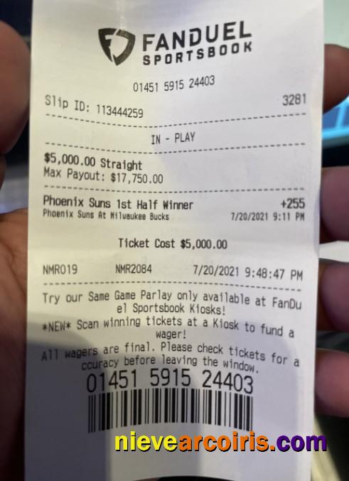 Fanduel sportsbook payment receipt